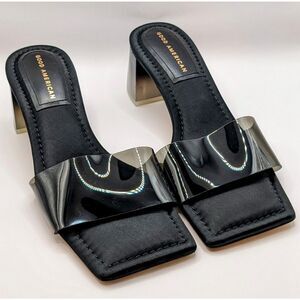 Good American Ombre Block Heel Slide Sandal Black Size 8 | Stylish Slip-On Heels